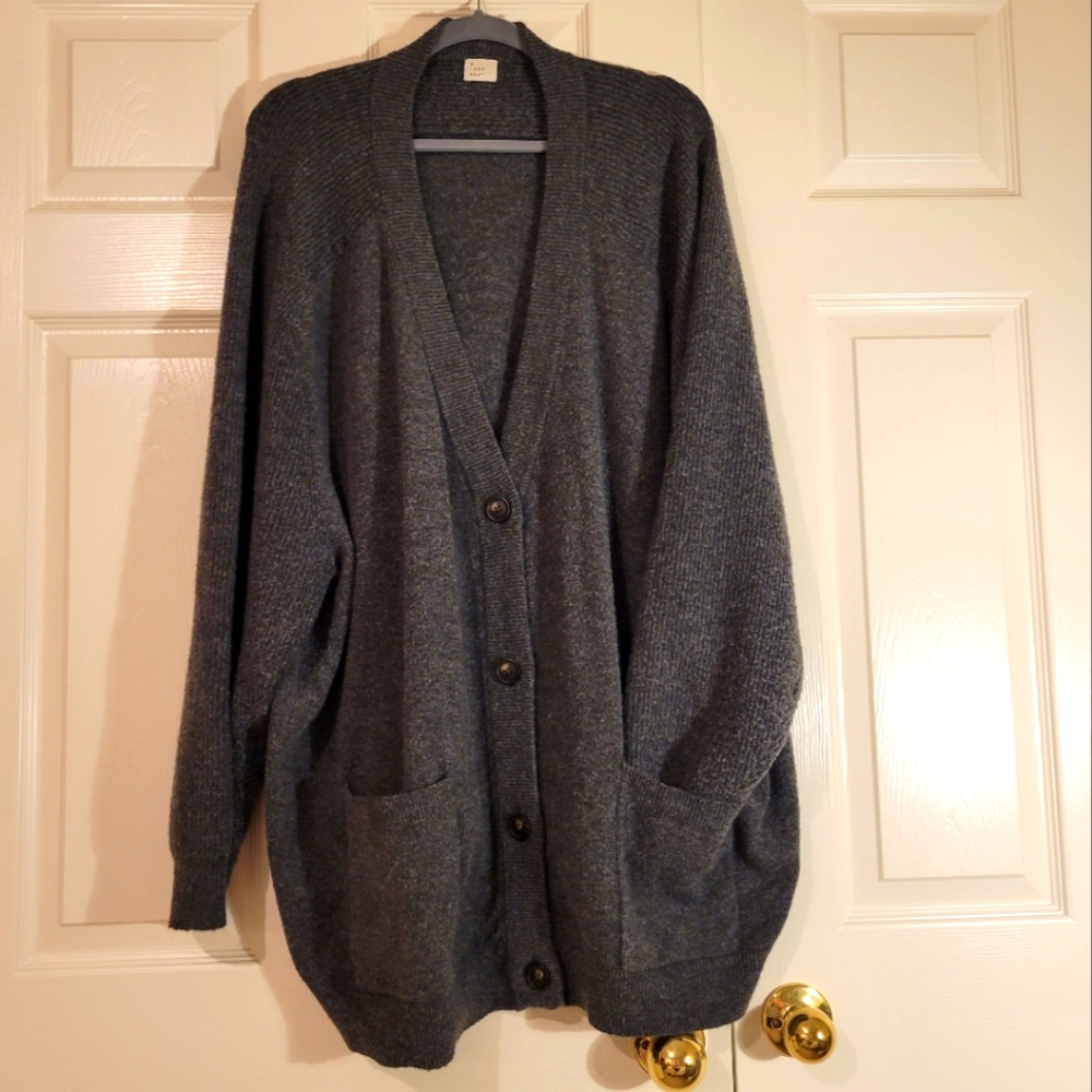 A New Day Dark Grey Button Cardigan 3X